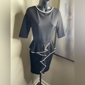 Formal pearl detailed mini dress